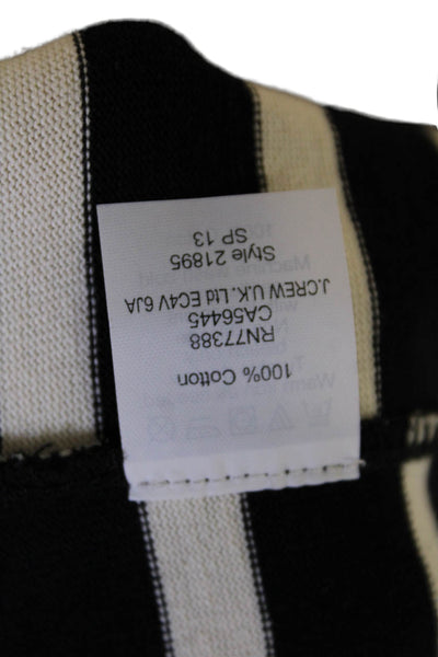 J Crew Womens Cotton Striped Zipper Long Sleeve Knit Blouse Top Black Size XL