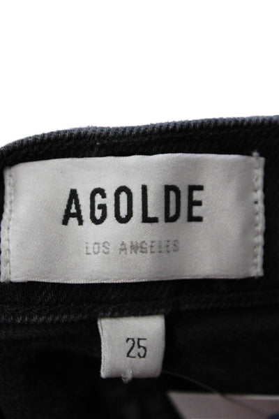 Agolde Womens Cotton Denim Five Pocket Mid-Rise Skinny Jeans Black Size 25