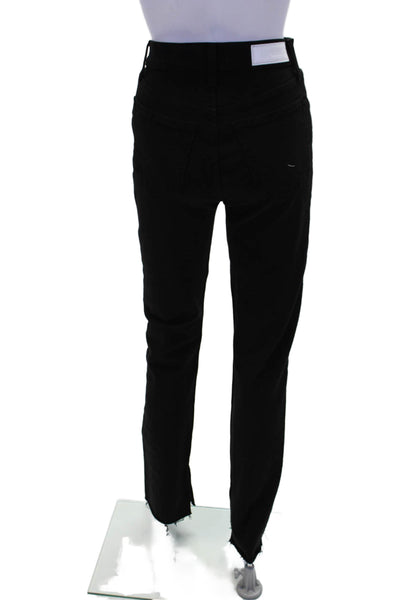 Re/Done Womens Cotton Denim 5 Pocket Mid-Rise Straight Leg Jeans Black Size 25