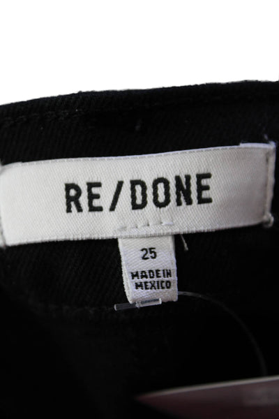 Re/Done Womens Cotton Denim 5 Pocket Mid-Rise Straight Leg Jeans Black Size 25