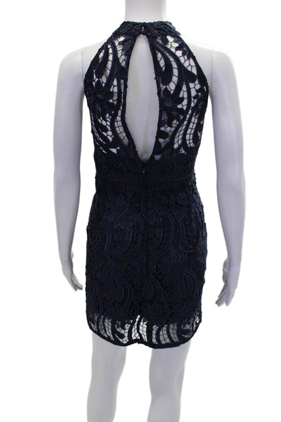 Bardot Womens Halter Neck Zippered Sleeveless Mini Dress Blue Size 10