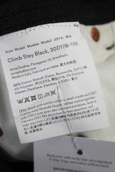 ACNE Studios Womens High Rise Skinny Leg Jeans Climb Stay Black Cotton Size 24