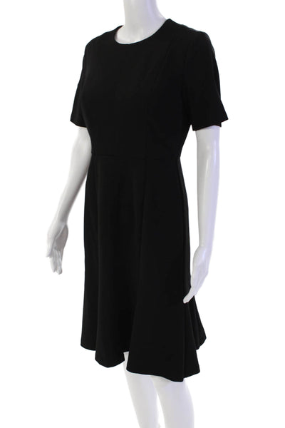 Donna Morgan Womens Round Neck Short Sleeve Pleated Skater Dress Black Size 4