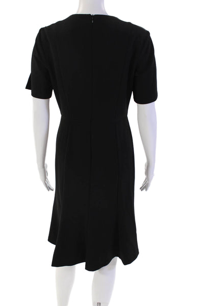 Donna Morgan Womens Round Neck Short Sleeve Pleated Skater Dress Black Size 4
