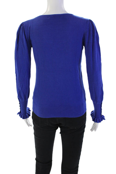 Lauren Ralph Lauren Womens Modal V-neck Long Sleeve Knit Top Blue Size S