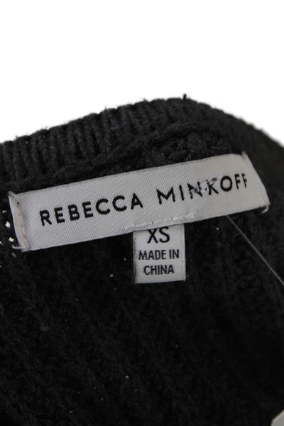 Rebecca Minkoff Womens Cotton Long Sleeve Round Neck Knit Sweater Gray Size XS