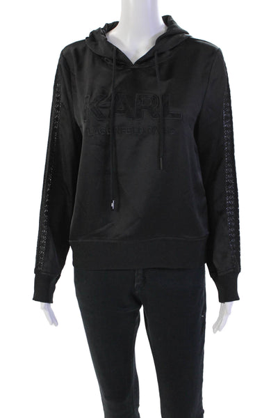 Karl Lagerfeld Womens Long Sleeve V-neck Lined Sweater Black Size XS