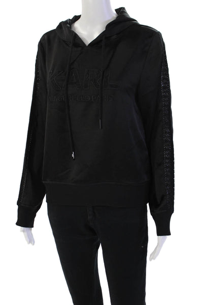 Karl Lagerfeld Womens Long Sleeve V-neck Lined Sweater Black Size XS