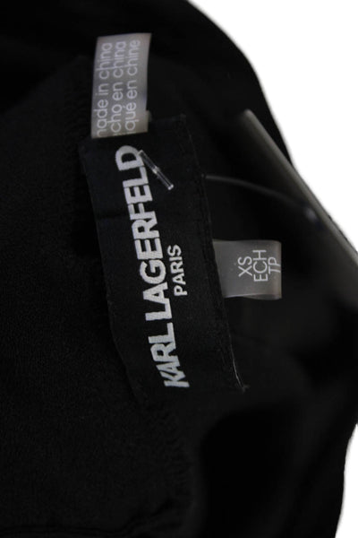Karl Lagerfeld Womens Long Sleeve V-neck Lined Sweater Black Size XS