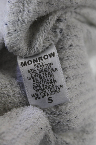 Monrow Womens Cotton Long Sleeve Round Neck Knit Stripe Sweater White Size S