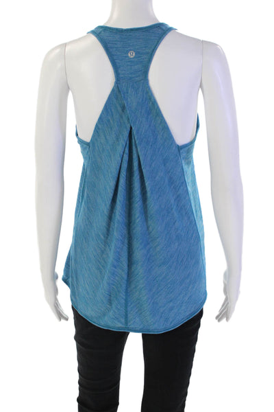 Lululemon Womens Cotton Scoop Neck Sleeveless Knit Tank Top Blue Size S