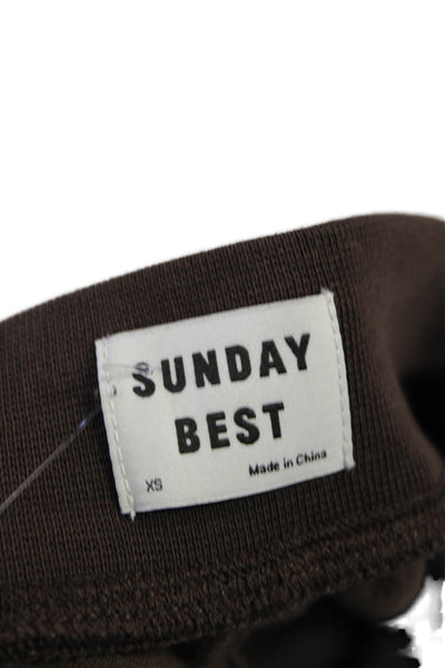 Sunday Best Womens Cotton Elastic Waistband Cuff Bottom Pants Brown Size S