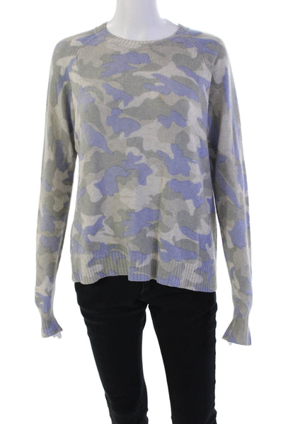 27 Miles Womens Cashmere Camouflage Pullover Knit Sweater Green Size XS