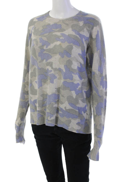 27 Miles Womens Cashmere Camouflage Pullover Knit Sweater Green Size XS