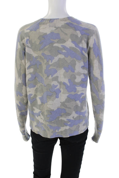 27 Miles Womens Cashmere Camouflage Pullover Knit Sweater Green Size XS