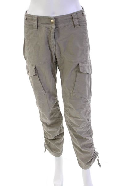 Weekend Max Mara Womens Cotton Zippered Ruched Straight Pants Gray Size 2