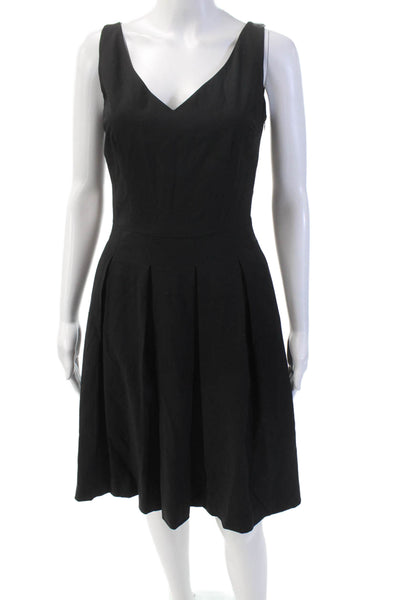 Piazza Sempione Womens Back Zip Sleeveless V Neck Shift Dress Black Size IT 38