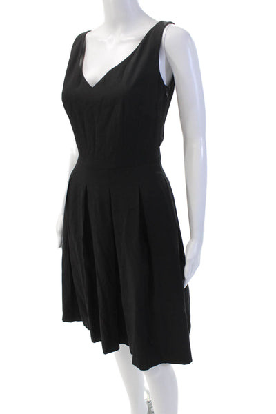 Piazza Sempione Womens Back Zip Sleeveless V Neck Shift Dress Black Size IT 38