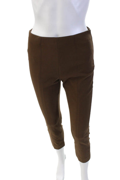Vince Womens Cotton Darted Side Zipped Tapered Dress Pants Brown Size S