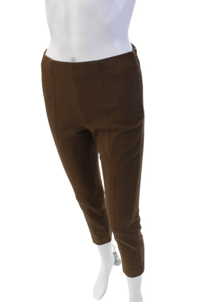 Vince Womens Cotton Darted Side Zipped Tapered Dress Pants Brown Size S