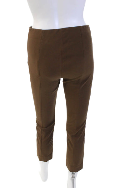 Vince Womens Cotton Darted Side Zipped Tapered Dress Pants Brown Size S