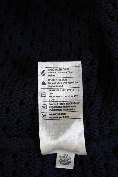 Vince Womens Cotton Scoop Neck Short Sleeve Knit Top Blue Size S
