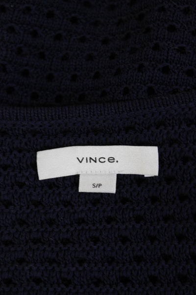 Vince Womens Cotton Scoop Neck Short Sleeve Knit Top Blue Size S