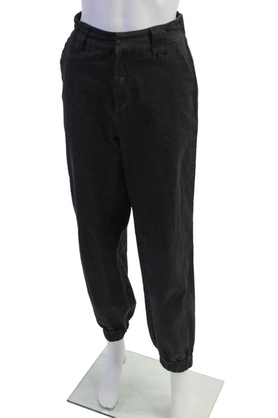 I Am Gia Womens Cotton Pocketed Gathered Ankle Casual Pants Black Size S