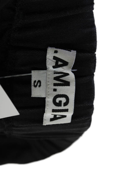 I Am Gia Womens Cotton Pocketed Gathered Ankle Casual Pants Black Size S