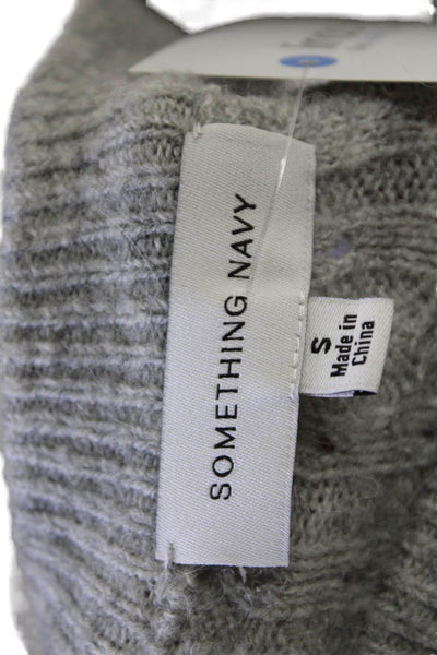 Something Navy Womens Knit Crew Neck Faux Layered Shirt Sweater Gray Size S