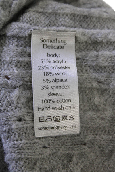 Something Navy Womens Knit Crew Neck Faux Layered Shirt Sweater Gray Size S