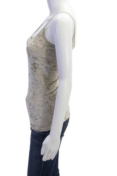 Vince Womens Round Neck Sleeveless Velvet Camisole Top Light Gray Size XS