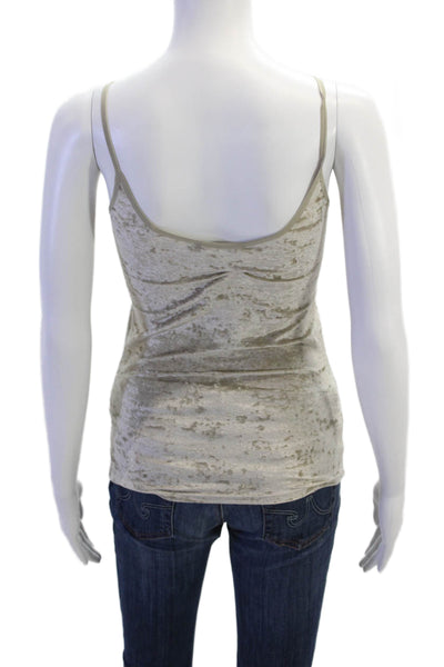 Vince Womens Round Neck Sleeveless Velvet Camisole Top Light Gray Size XS