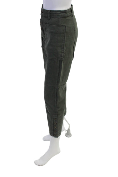 Something Navy Womens Cotton Buttoned Ankle Slit Detail Jeans Green Size 0