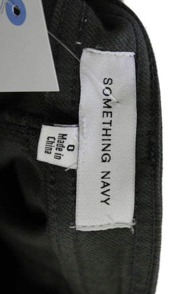 Something Navy Womens Cotton Buttoned Ankle Slit Detail Jeans Green Size 0