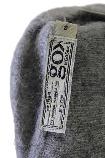 Go Silk Womens Alpaca Blend Knit Distressed Pullover Sweater Top Gray Size S