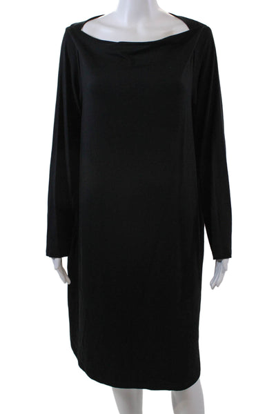 Eileen Fisher Women's Round Neck Long Sleeves Mini Shift Dress Black Size 1X