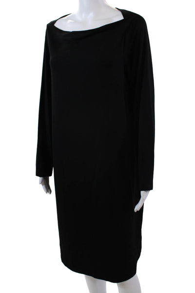 Eileen Fisher Women's Round Neck Long Sleeves Mini Shift Dress Black Size 1X