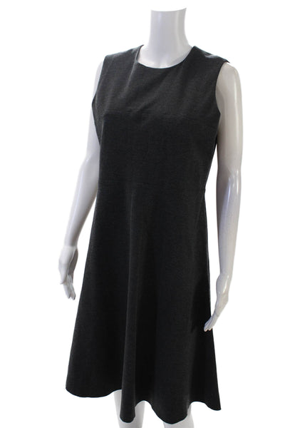 Joseph Womens Round Neck Sleeveless Zip Lined Mid Length Dress Gray Size EUR 44