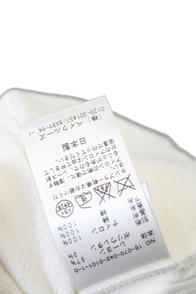 City Shop Womens Back Zip Short Sleeve Embroidered Mock Neck Top White Medium