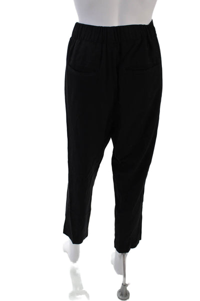 Vince Womens Elastic Waistband Straight Leg Lightweight Pants Black Size Medium
