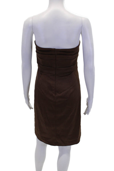 BCBG Paris Womens Strapless Bow Knee Length Pencil Dress Brown Size 6