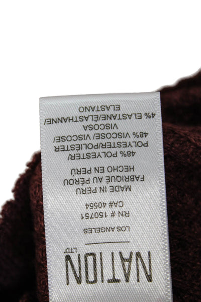 Nation LTD Womens Long Sleeve V-Neck Waffle-Knit Wrap Sweater Red Size L