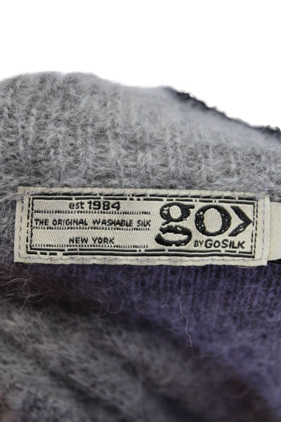Go By GoSilk Womens Distressed Long Sleeve Pullover Sweater Gray Size XS