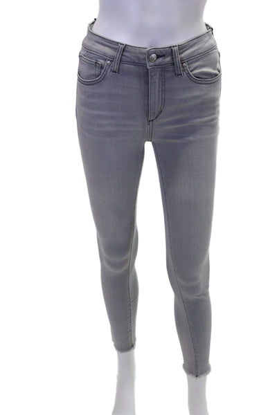 Joes Women's Midrise Five Pocket Button Skinny Denim Pants Gray Black Size 26