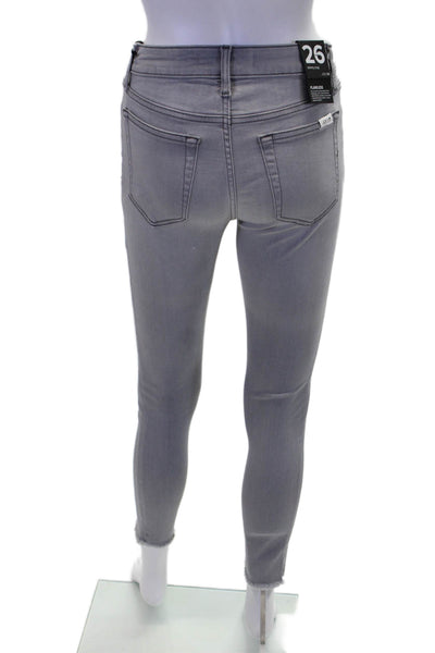 Joes Women's Midrise Five Pocket Button Skinny Denim Pants Gray Black Size 26