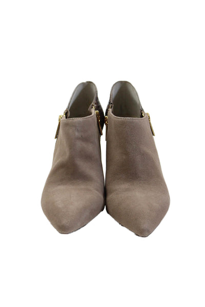 Michael Michael Kors Womens Suede Leather Pointed Toe Ankle Boots Beige Size 7.5