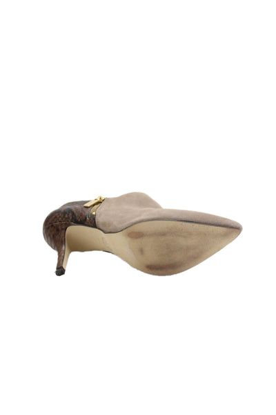 Michael Michael Kors Womens Suede Leather Pointed Toe Ankle Boots Beige Size 7.5