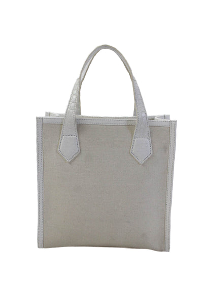 Marie Oliver Womens Canvas Leather Trim Top Handle Crossbody White Size S