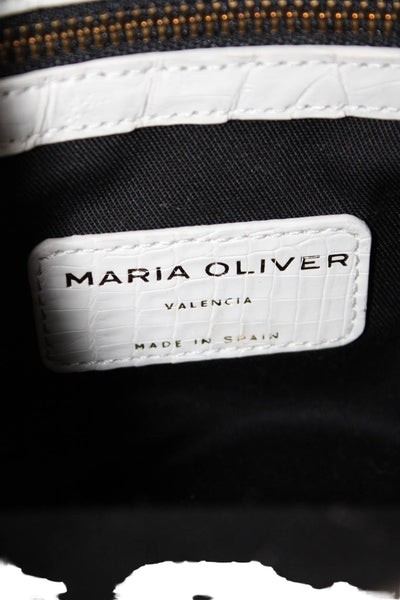 Marie Oliver Womens Canvas Leather Trim Top Handle Crossbody White Size S